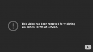 Screenshot indicates the removal of video on YouTube.
