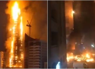 Skyscraper Catches Fire in UAE Skyscraper Catches Fire in UAE