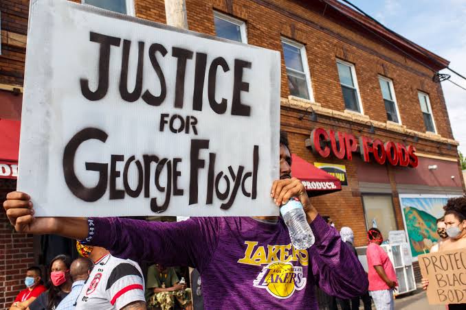 One of the protestors calling for justice for African-American, George Floyd.