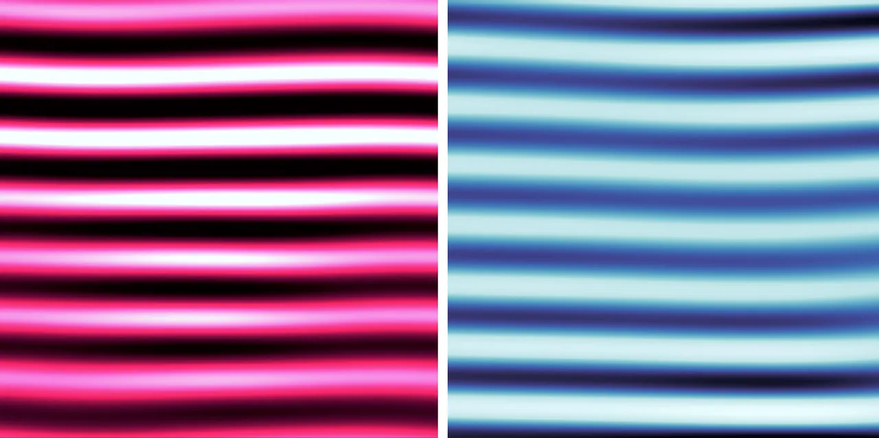 Atom-by-atom scans of a naturally wavy BSCCO crystal point to the origin of superconductivity in cuprates. In zones where electrons require more energy to hop between neighboring atoms (bright pink bands spaced 2.6 nanometers apart, left), the electrons form fewer superconducting Cooper pairs (dark bands, right).
